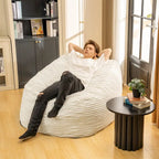 Pouf en fausse fourrure bleu/blanc/gris – Pour 1 personne