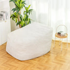 Pouf en fausse fourrure bleu/blanc/gris – Pour 1 personne