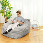 Pouf en fausse fourrure bleu/blanc/gris – Pour 1 personne