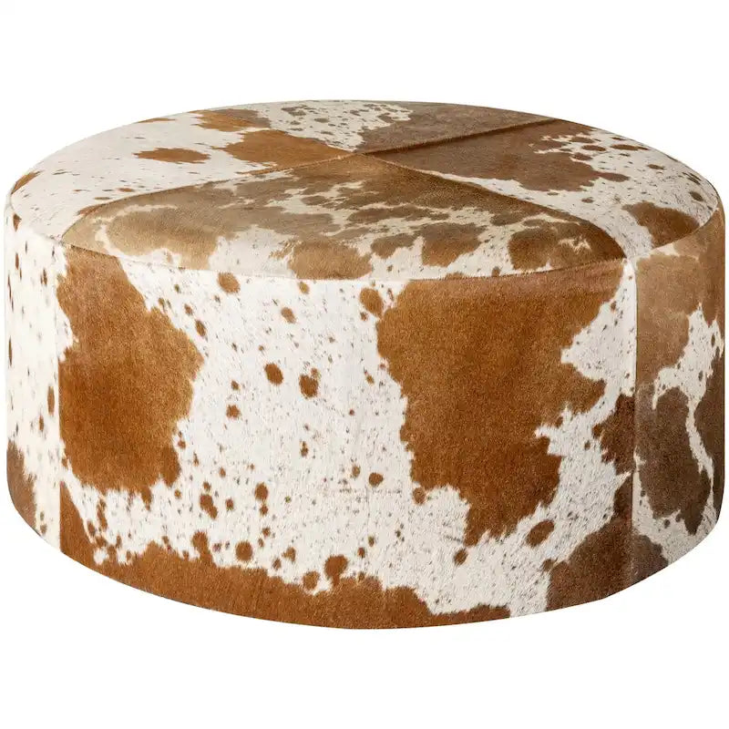 Repose-pieds rustique en cuir de vachette marron – Pour 1 personne