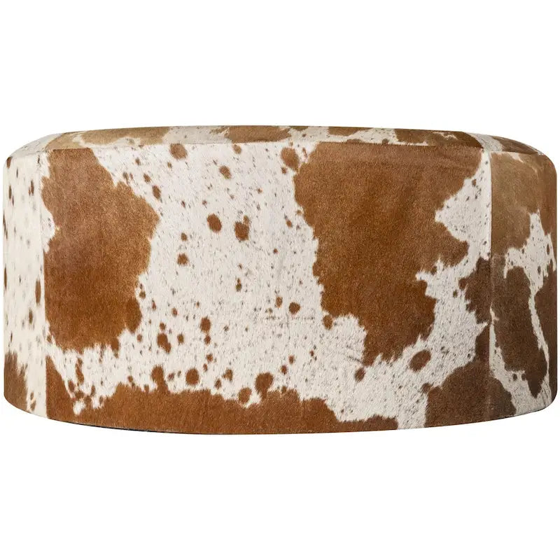 Repose-pieds rustique en cuir de vachette marron – Pour 1 personne