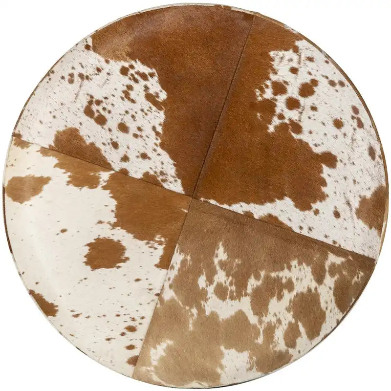 Repose-pieds rustique en cuir de vachette marron – Pour 1 personne