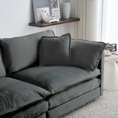 Canapé modulaire en chenille beige / gris / bleu / vert / noir – 283 cm, 4 places