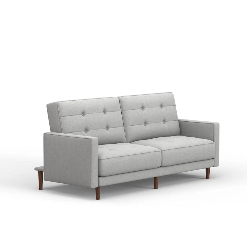 Canapé-lit futon capitonné beige/gris foncé/bleu – 81,5 po, 2-3 places / 1 couchage