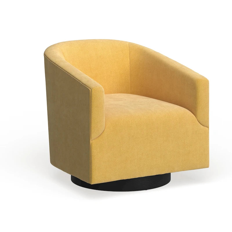 Fauteuil pivotant cylindrique en tissu jaune/avoine/bleu/anthracite – Pour 1 personne