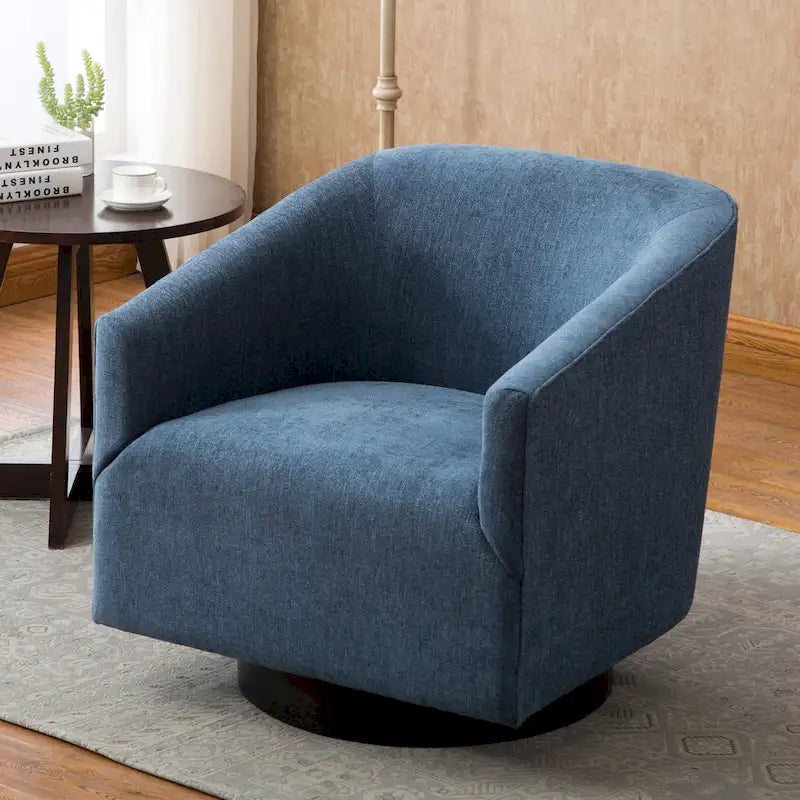 Fauteuil pivotant cylindrique en tissu jaune/avoine/bleu/anthracite – Pour 1 personne