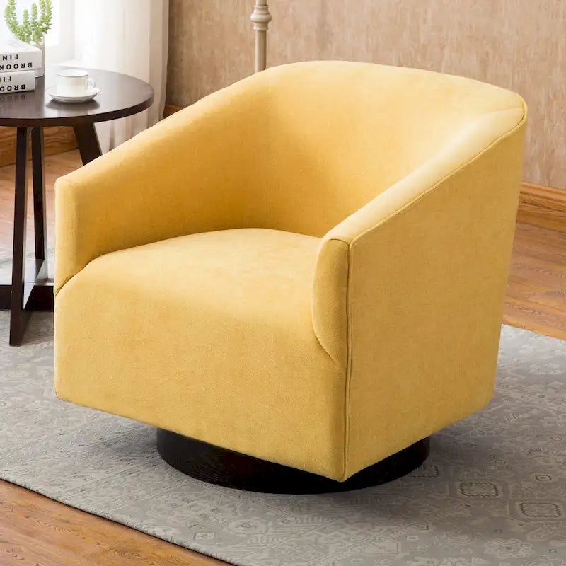 Fauteuil pivotant cylindrique en tissu jaune/avoine/bleu/anthracite – Pour 1 personne
