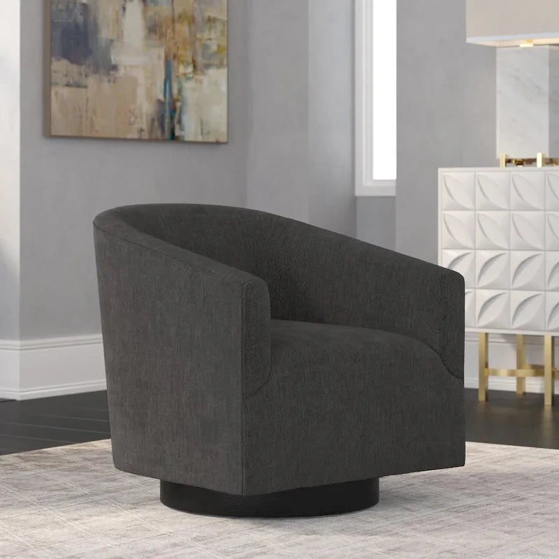 Fauteuil pivotant cylindrique en tissu jaune/avoine/bleu/anthracite – Pour 1 personne