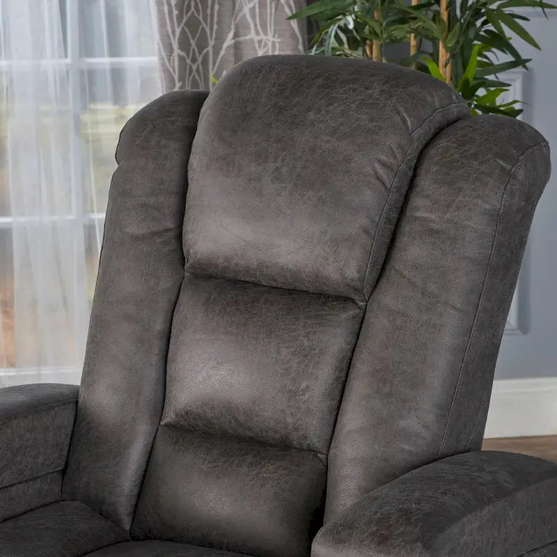 Fauteuil inclinable électrique en microfibre gris ardoise avec port USB et porte-gobelets – 1 place