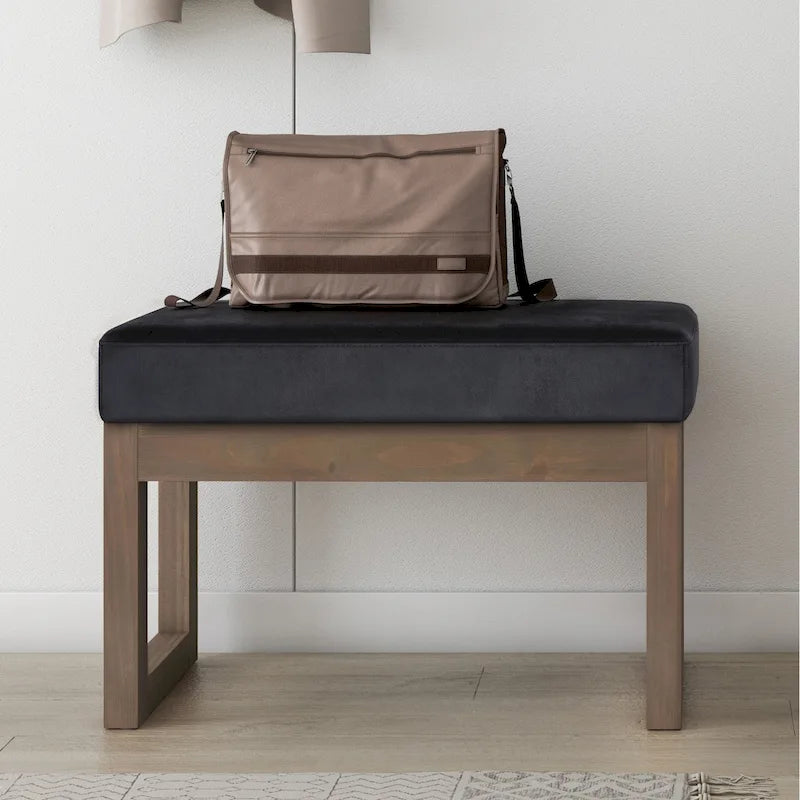 Banc ottoman rectangulaire en similicuir multicolore – 66 cm, pour 1 personne