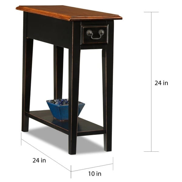 Table d'appoint étroite 1 tiroir et étagère, coloris Noir / Chêne / Noir et Chêne / Blanc