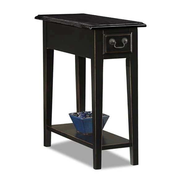 Table d'appoint étroite 1 tiroir et étagère, coloris Noir / Chêne / Noir et Chêne / Blanc