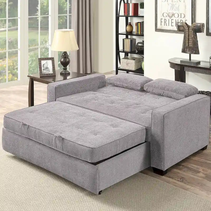 Canapé deux places convertible gris – Lit Queen, Asseyez 2 / Couche 2 personnes