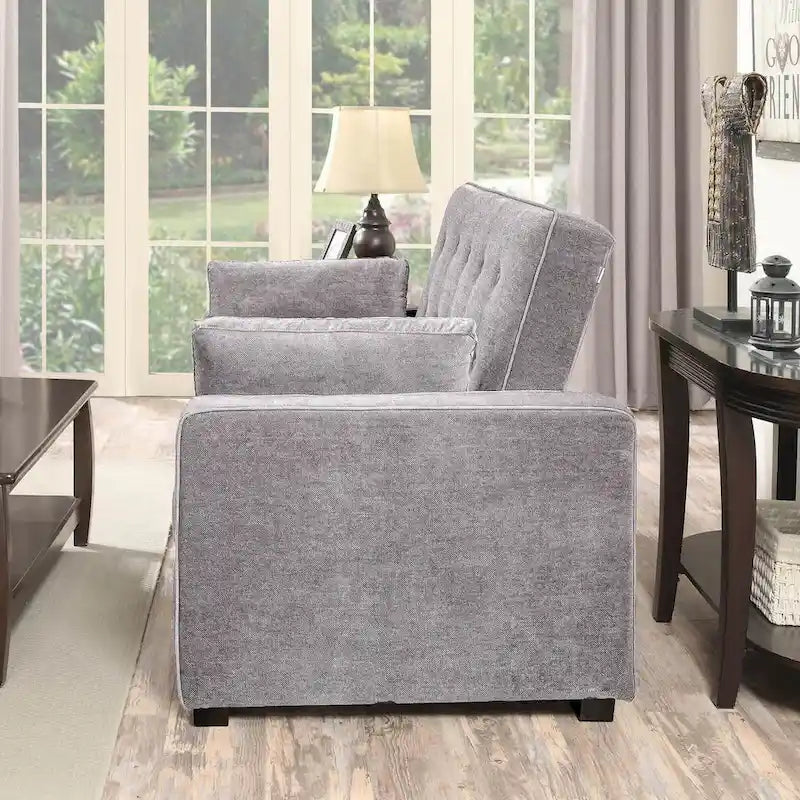 Canapé deux places convertible gris – Lit Queen, Asseyez 2 / Couche 2 personnes